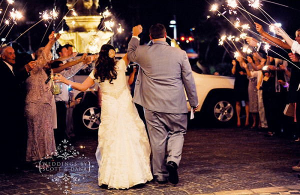Sparklers make for a sweet exit. Photo: Weddings by Scott and Dana