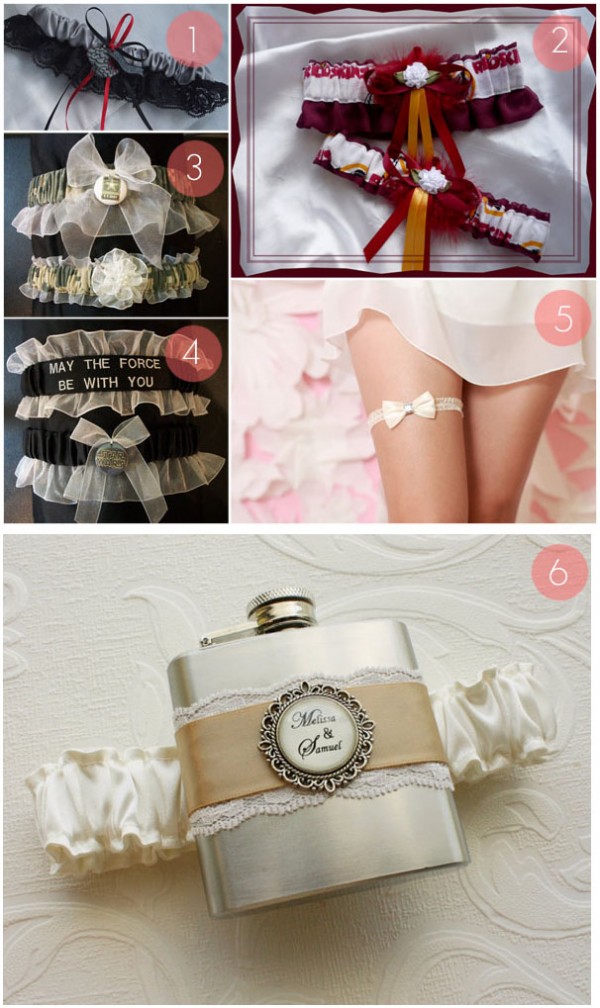 themed wedding garters