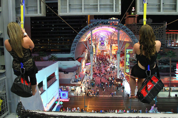 Slotzilla Zipline | Unique Las Vegas Wedding Transportation | Little Vegas Wedding