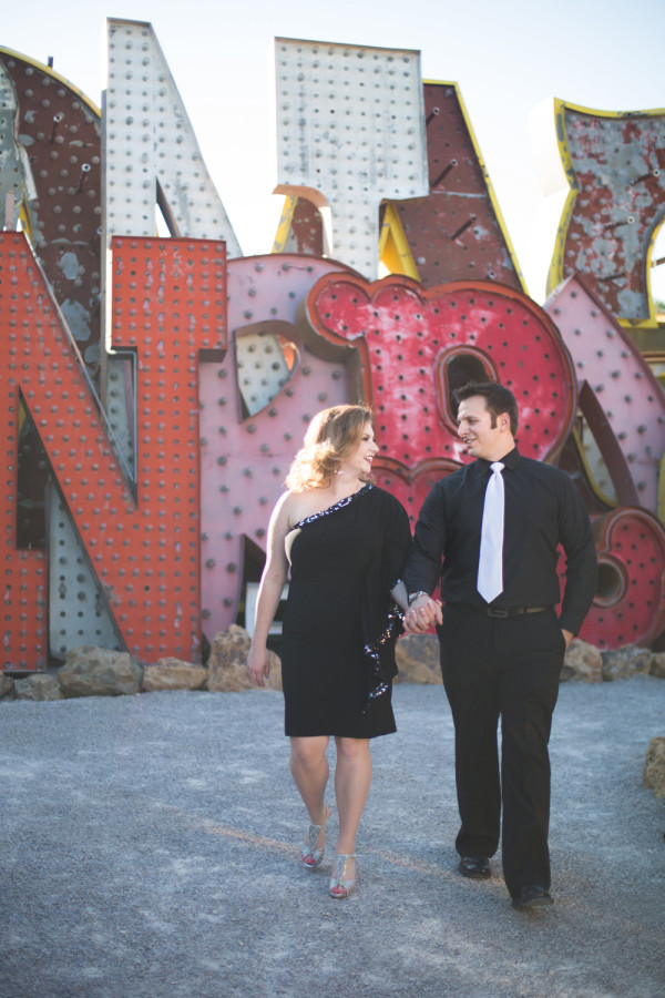 DTLV + Neon Museum Engagement | Little Vegas Wedding